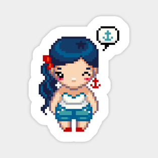 Hello Sailor Pixel Art Girl Magnet