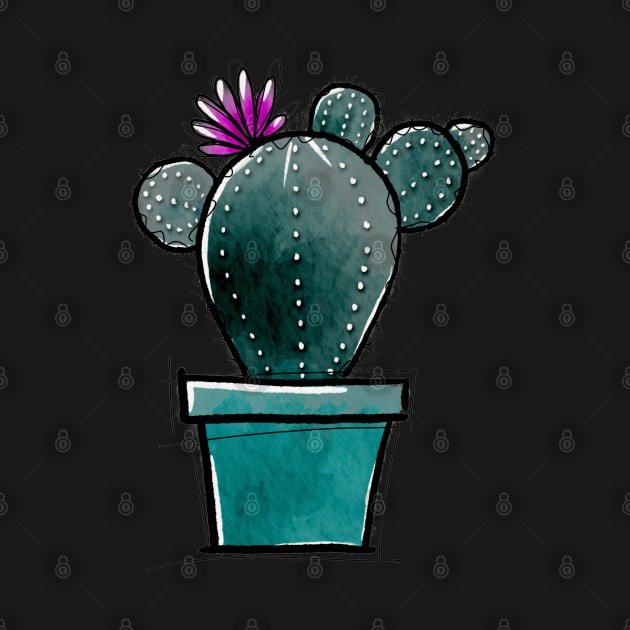 Cactus in pot cartoon by MistyLakeArt