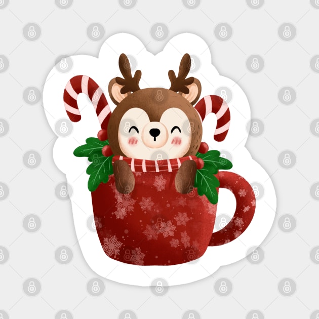 Reindeer Christmas cup Magnet by eternalshadeart