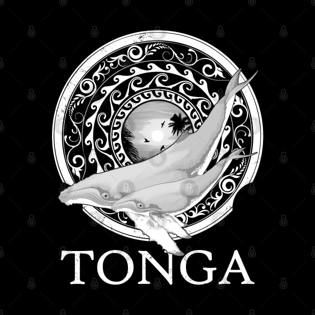 Humpack Whales Shield of Tonga by NicGrayTees