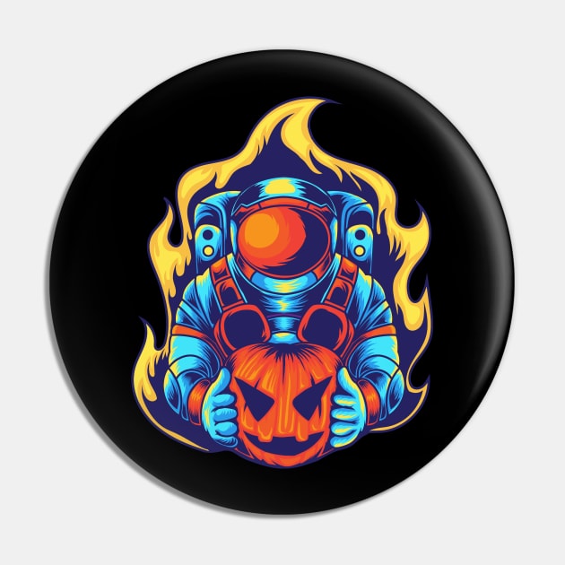 Astronaut Halloween Pumpkin Pin by Teewyld