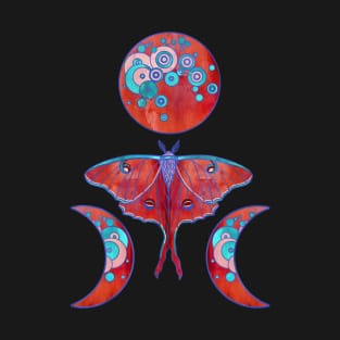 Luna Moth and Triple Moon - Blood Red T-Shirt