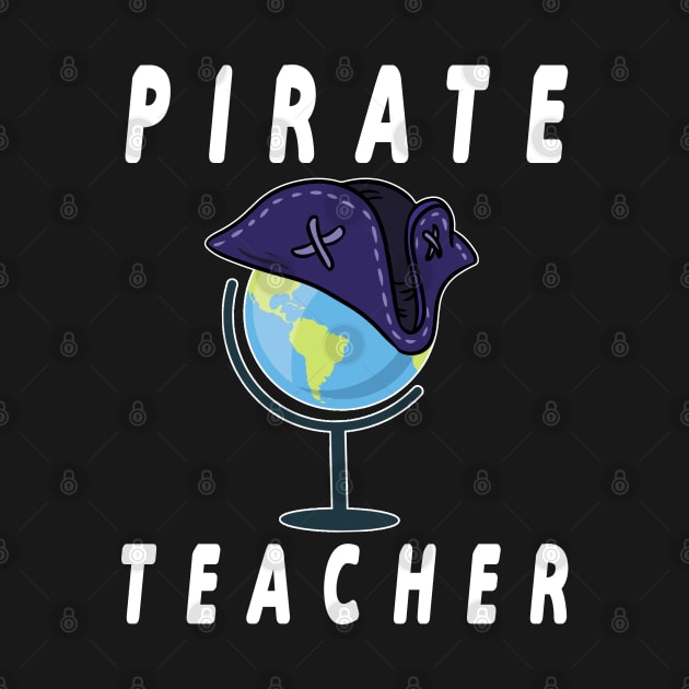 Pirate Geography Teacher Halloween Shirt - world map and hat by kaza191