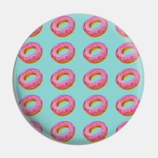 Watercolor donuts pattern - pink and blue background Pin