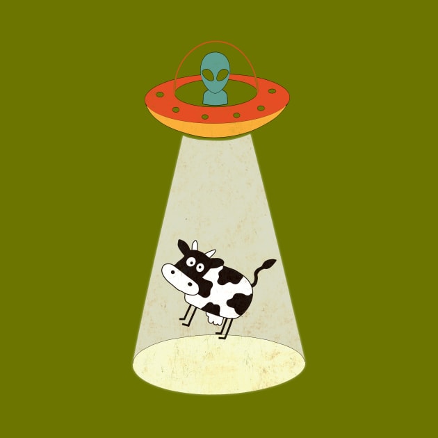 Alien UFO Cow Abduction by JohnnyxPrint