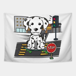 Funny dalmatian is on a skateboard Tapestry