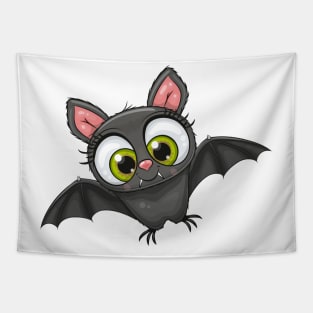 Cute bat with cute green eyes Tapestry