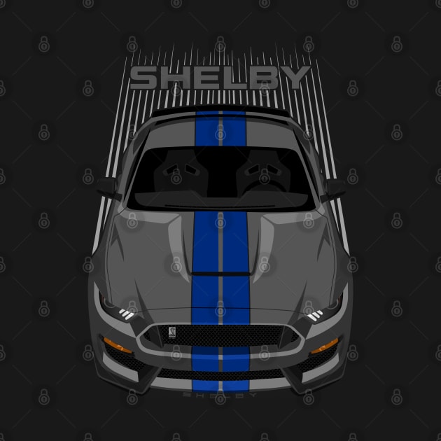 Ford Mustang Shelby GT350 2015 - 2020 - Magnetic Grey - Blue Stripes by V8social