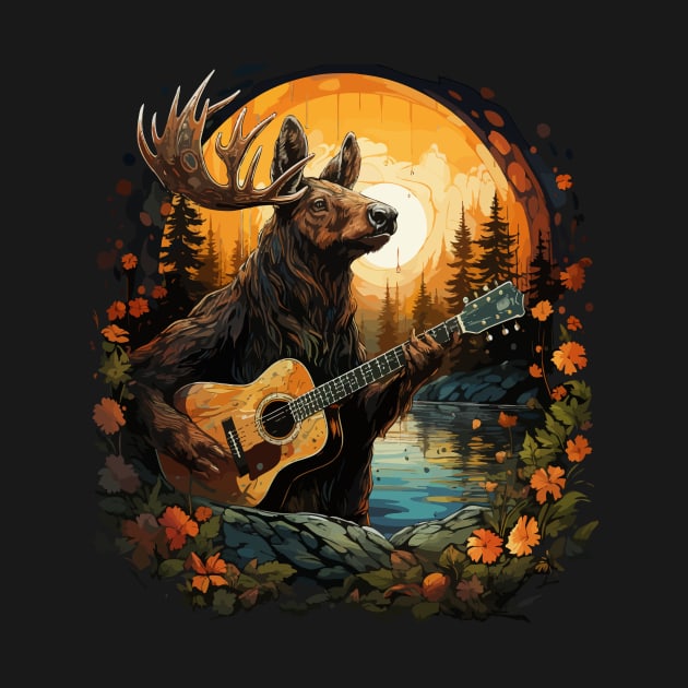 Moose Playing Guitar by JH Mart