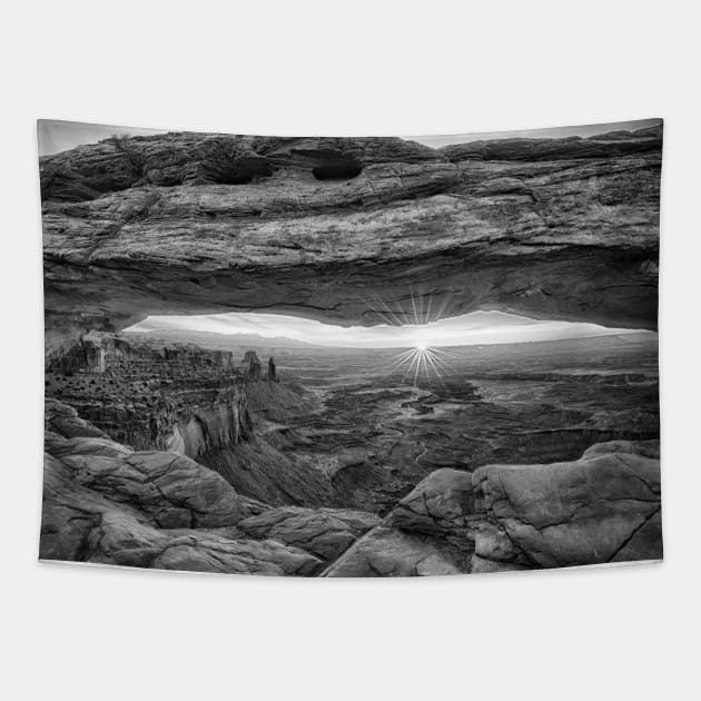 Mesa Arch Sunrise in Black and White Tapestry by StacyWhite