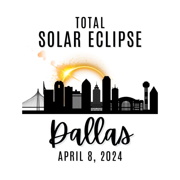 2024 Total Solar Skyline Eclipse in Dallas Texas April 8 by Little Duck Designs