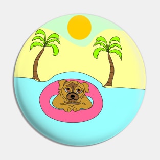 Pug on holiday Pin