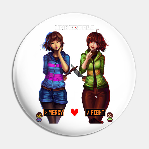 Undertale Frisk And Chara Fight Pin Teepublic De