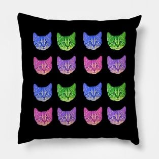 Colorful Small Kitty Faces Pillow