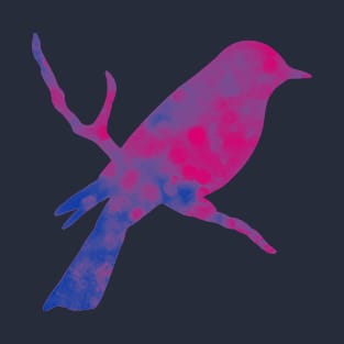 Bisexual Pride Silhouette of Bird on Branch T-Shirt