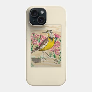 Montana state bird and flower, the meadowlark and bitterroot Phone Case