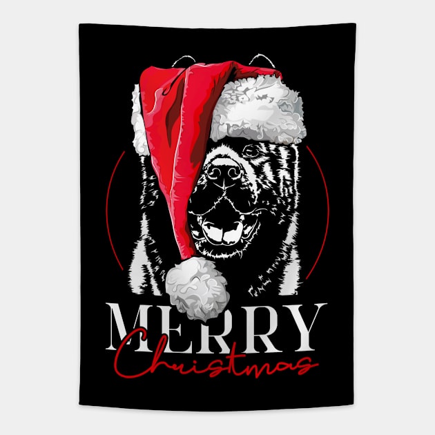 Funny Santa American Akita Merry Christmas dog mom Tapestry by wilsigns