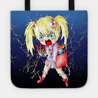 lightning bolts angry girl cartoon Tote