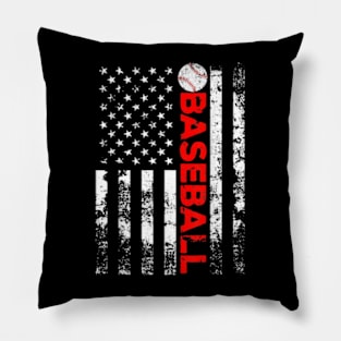 Baseball Lover American Flag Pillow