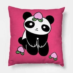 Peach Fruit Panda Pillow