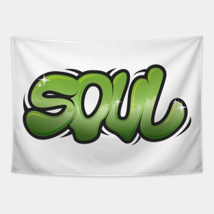 Green "Soul" graffiti Tapestry