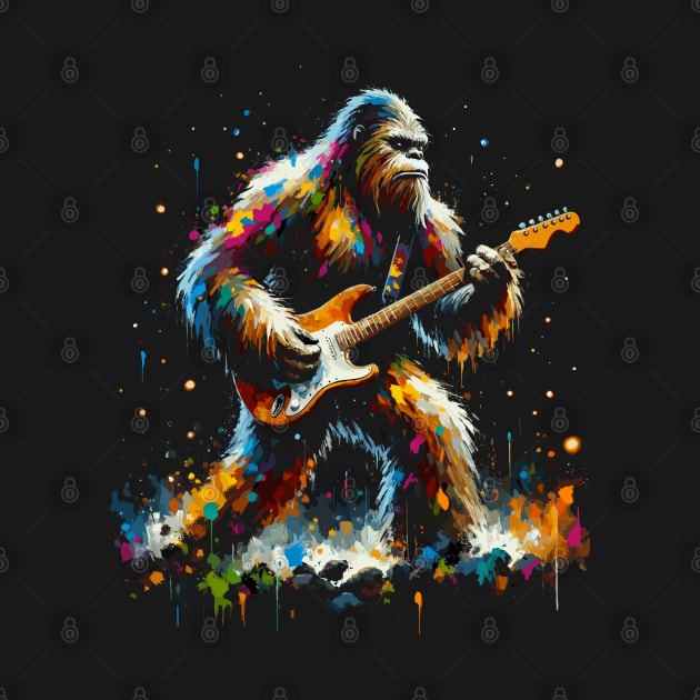 Guitar Sasquatch Bigfoot Rock Music Band Novelty Funny Sasquatch by KsuAnn