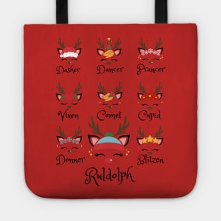 Santa's Reindeers Black Tote