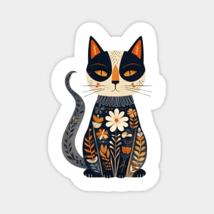 Boho Cat: Free-Spirited Feline Magnet