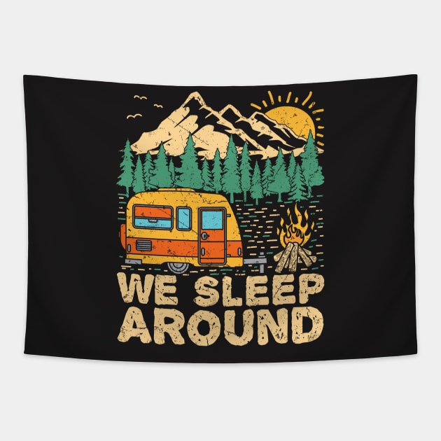 We Sleep Funny Camping T-shirt Tapestry by redbarron