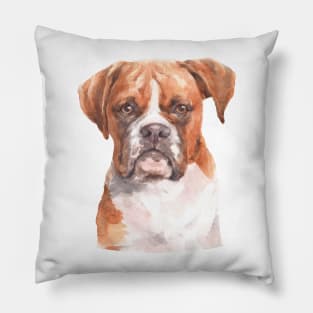 Cute Boxer Watercolor Art Pillow