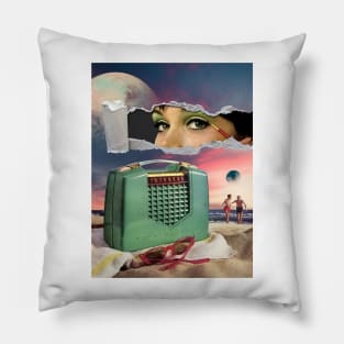 On The Radio - Surreal/Collage Art Pillow