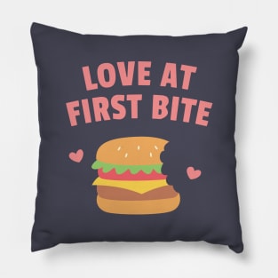 Burger Love At First Bite Funny Pillow