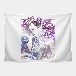 Big Hair And Bike in Amethyst Tapestry