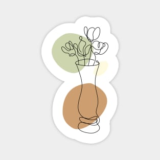 Flower Bouquet Shape Minimalist Line Art Drawing Magnet