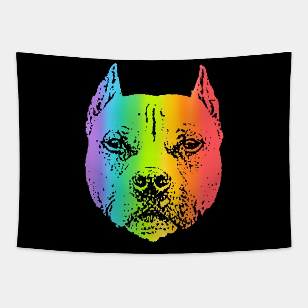 Rainbow Pit Bull Tapestry by childofthecorn