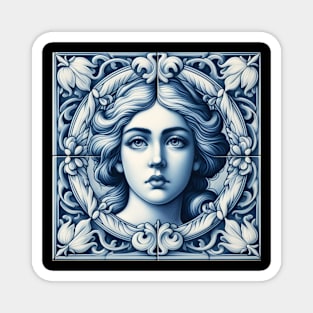 Delft Tile With Woman Face No.1 Magnet