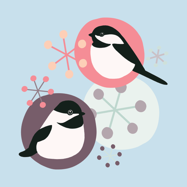 Christmas Chickadees by divafern