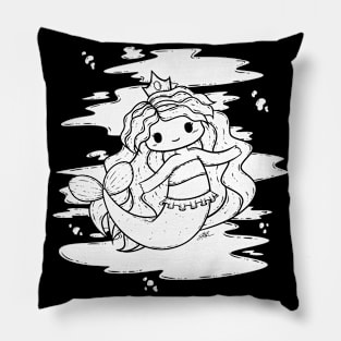 Cute Mermaid Illustration Pillow