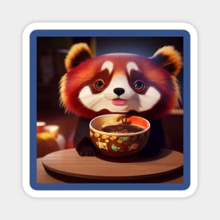 Kawaii Red Panda Eating Ramen Magnet