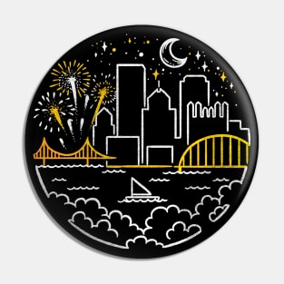 Pittsburgh Monoline Starry Skyline Pin
