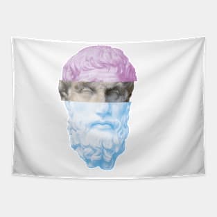 Vaporwave Glitched Greek Bust Tapestry