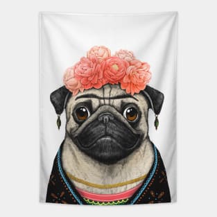 Pug Frida Tapestry