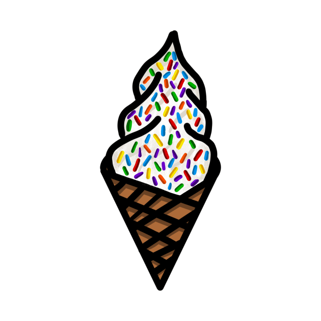 Rainbow Sprinkle Vanilla Ice Cream Cone by CalliesArt