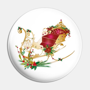 Horse sleigh decorated for Christmas Pin