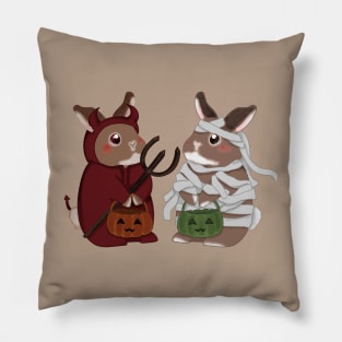 Devil and Mummy Rabbit _ Bunniesmee Halloween Edition Pillow