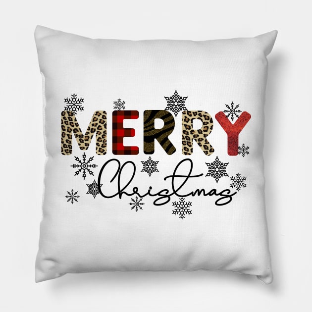 Merry Christmas Leopard print Pillow by Satic