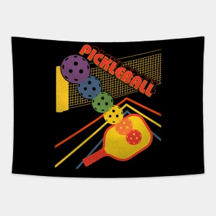 Pickleball 80s Style Retro Fade Tapestry