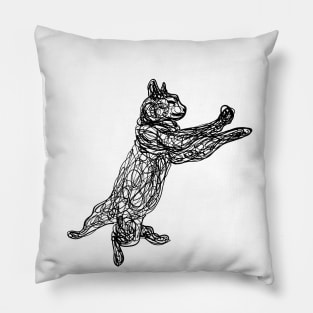 Dancing black doodle cat Pillow