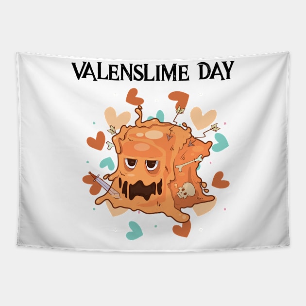 Valenslime Day Video Game Anniversary Gift Gaming Couples Tapestry by TellingTales