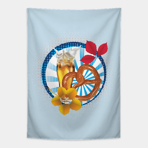 Pretzel with splashing Beer Tapestry by AnnArtshock